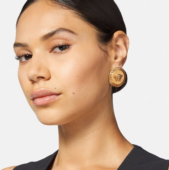 Authentic Versace Tribute Coin Medallion Earrings - Picture 4 of 13